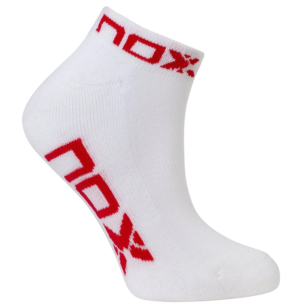 NOX CALCETINES TOBILLEROS DE MUJER BLANCOS logo rojo
